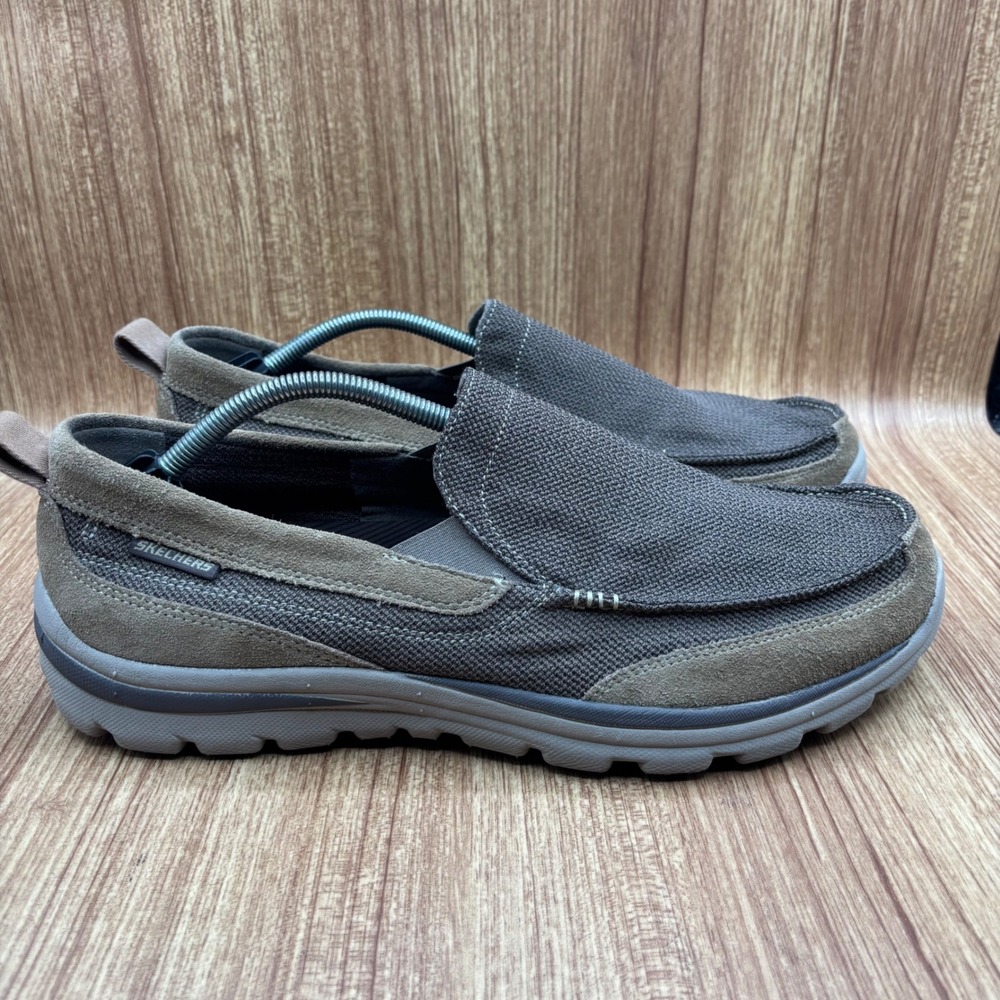 Skechers Relaxed Fit Loafers‎ Mens 13 Brown Memory Foam Slip On Shoes 64365